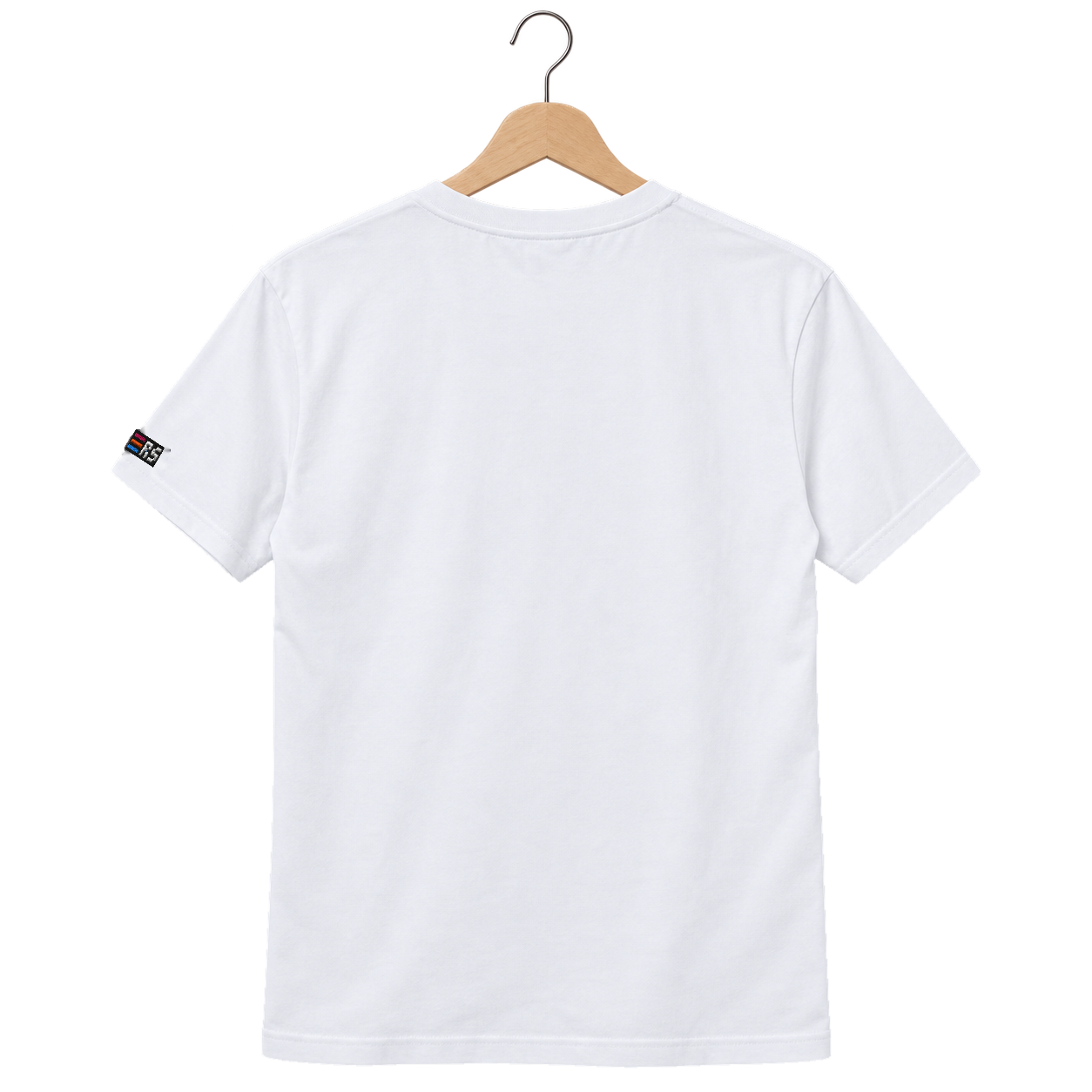 Pixel Dino Orange – Besticktes Bio T-Shirt · Weiß · Rückansicht